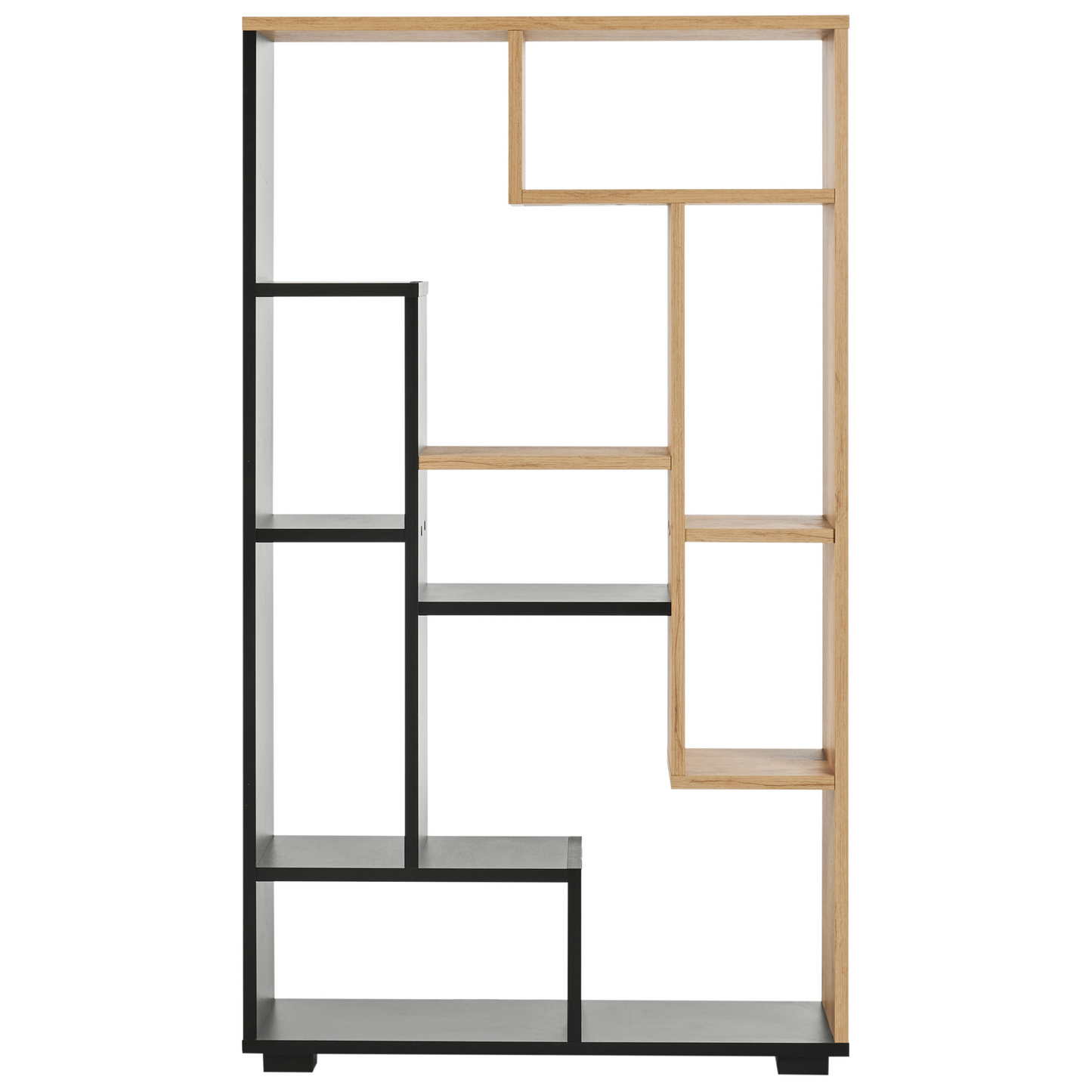 Oak Bookcase Open Back Black Frame