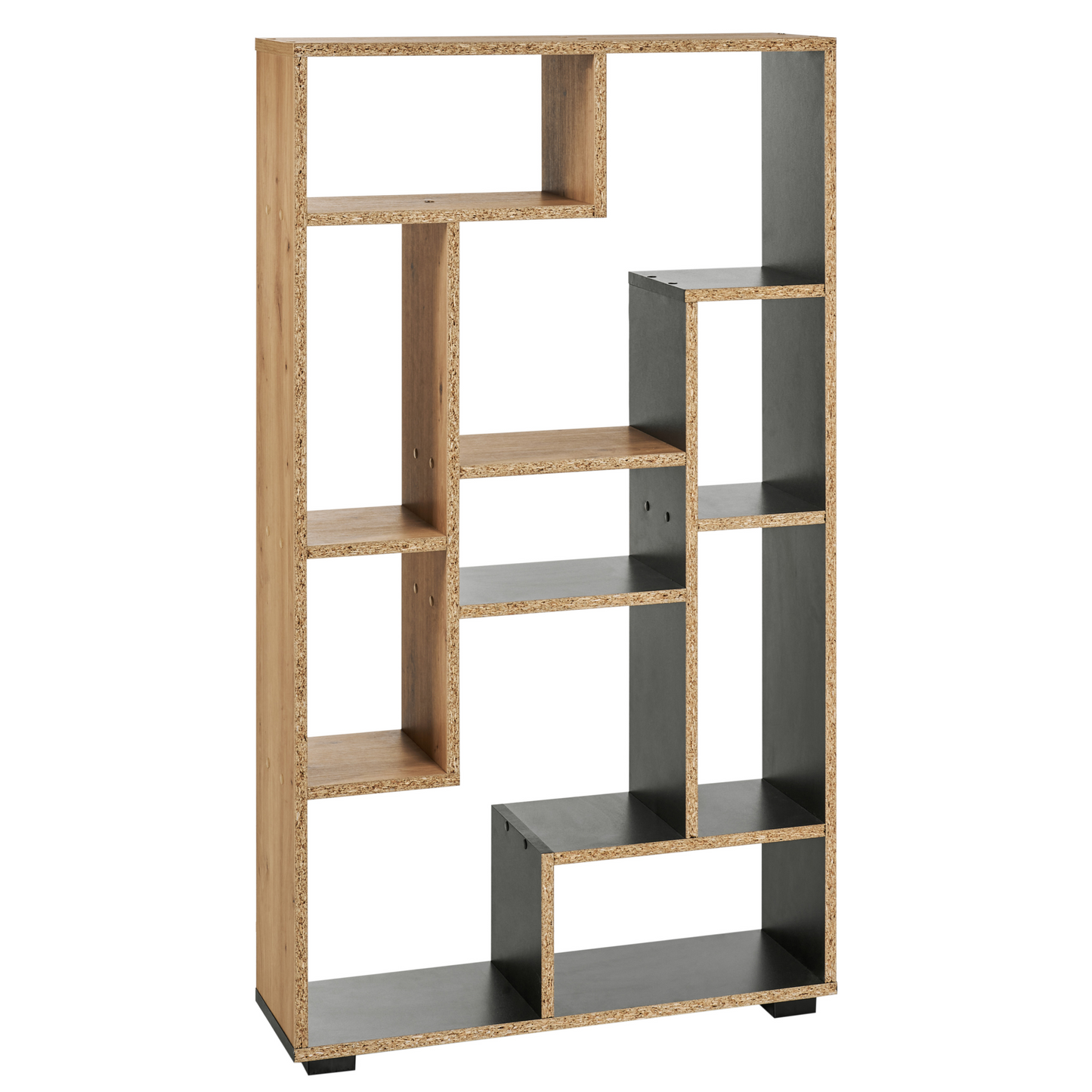 Oak Bookcase Open Back Black Frame