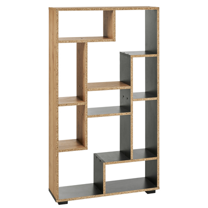Oak Bookcase Open Back Black Frame
