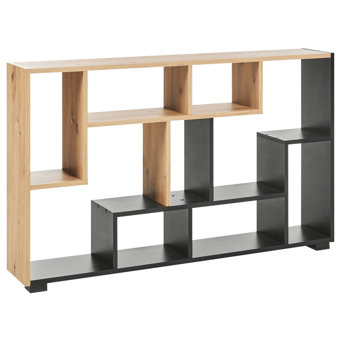 Oak Bookcase Open Back Black Frame