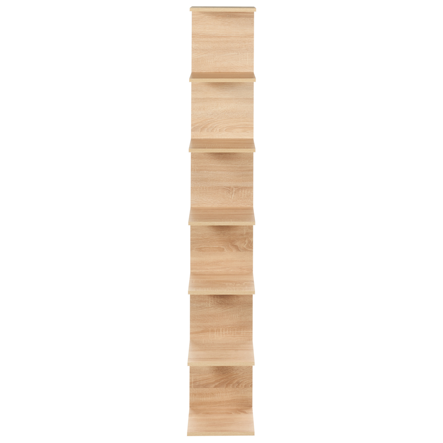 Wall Bookshelf 6 Tier Light Brown Particle Board Modern Wall Mounted Space Saving