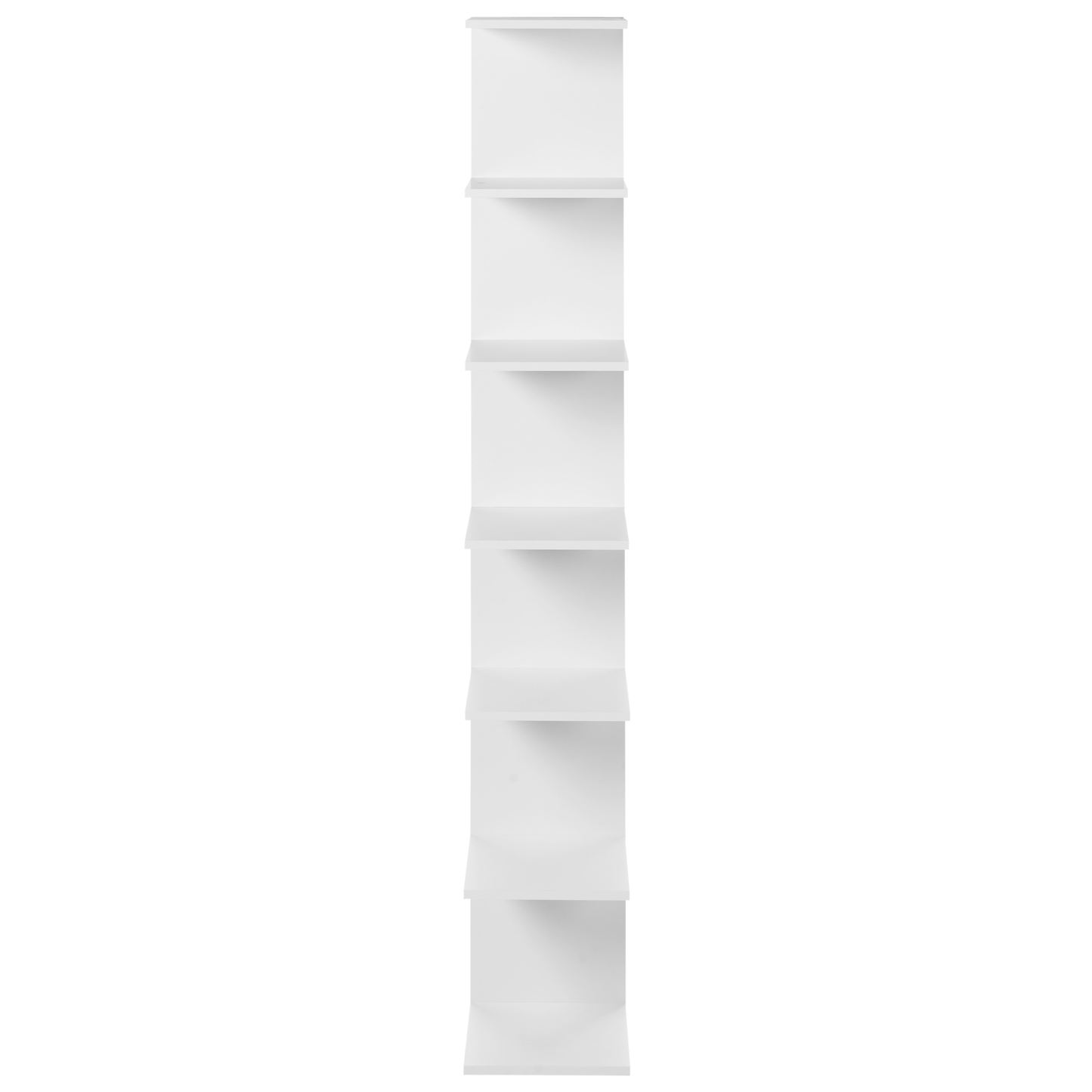 White 6 Tier Wall Mounted Bookshelf Modern Particle Board