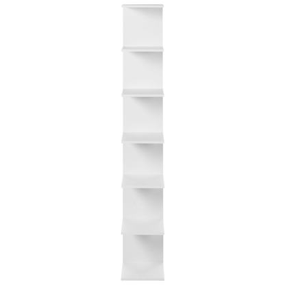 White 6 Tier Wall Mounted Bookshelf Modern Particle Board