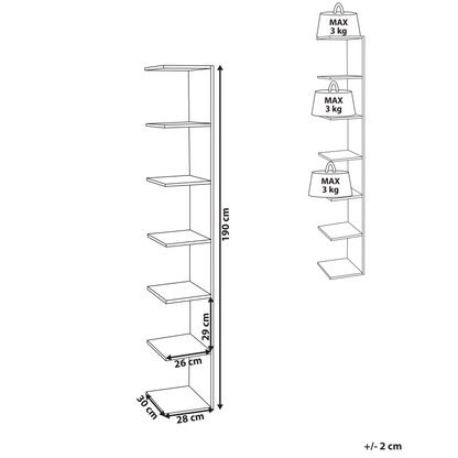 White 6 Tier Wall Mounted Bookshelf Modern Particle Board