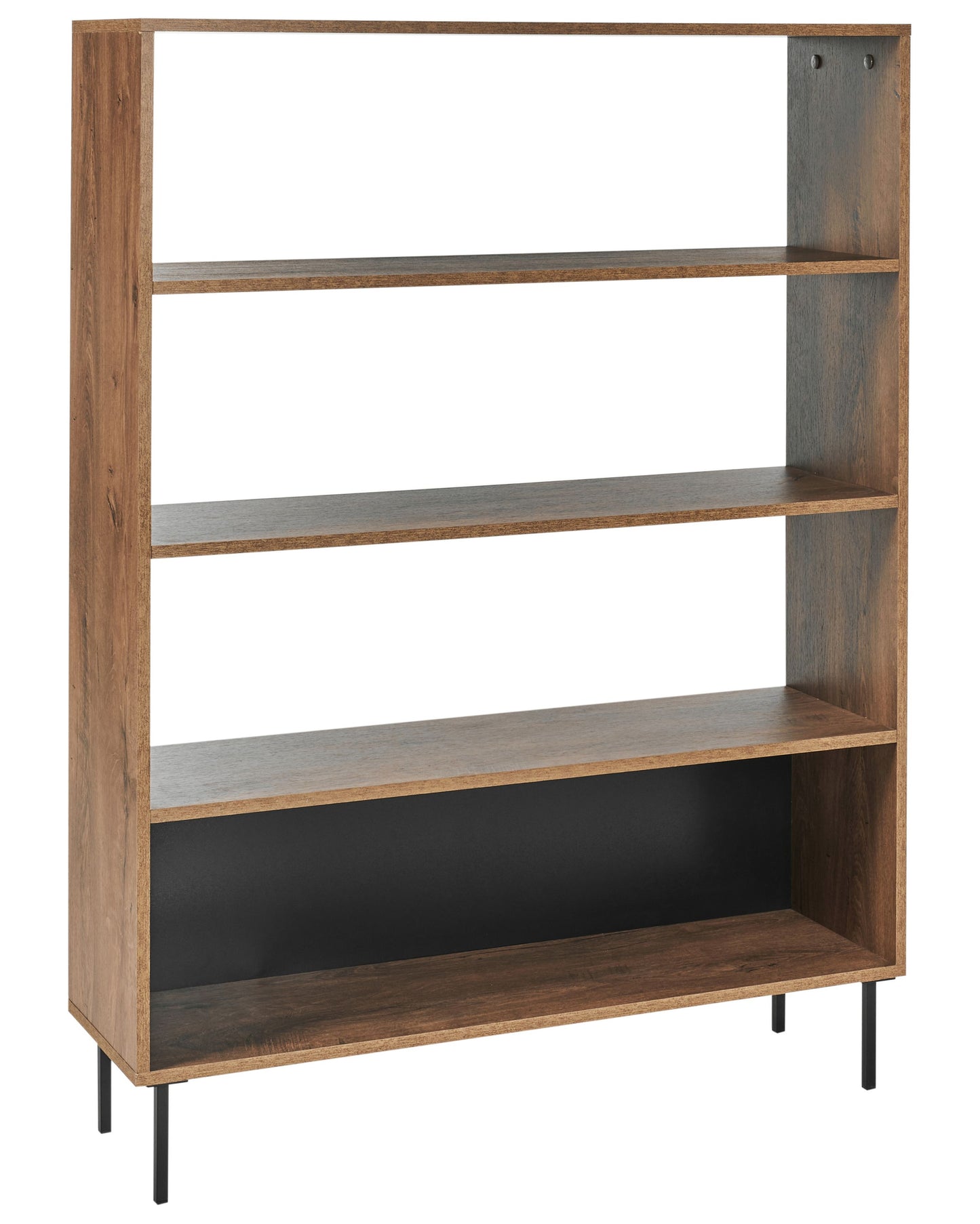 Home Four Tier Bookcase Dark Brown Open Back Shelving For Stylish Organization