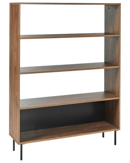 Home Four Tier Bookcase Dark Brown Open Back Shelving For Stylish Organization