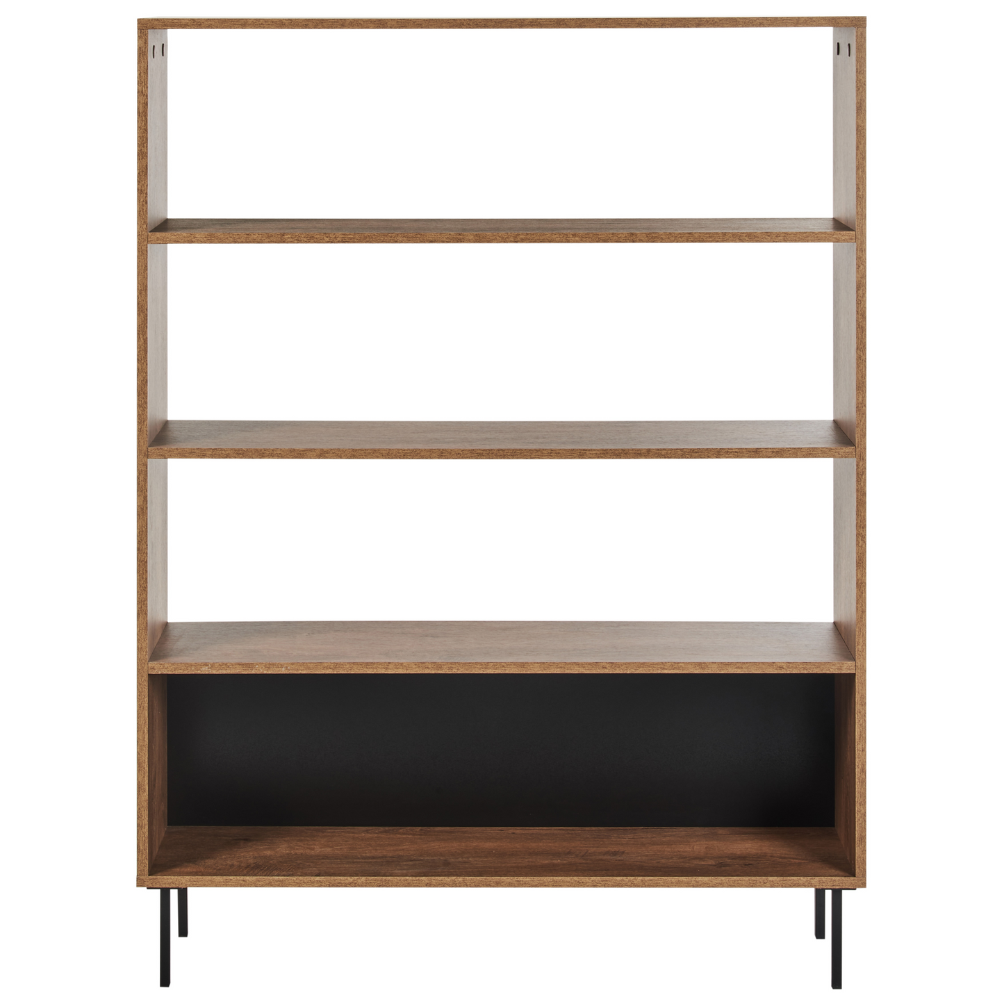 Home Four Tier Bookcase Dark Brown Open Back Shelving For Stylish Organization