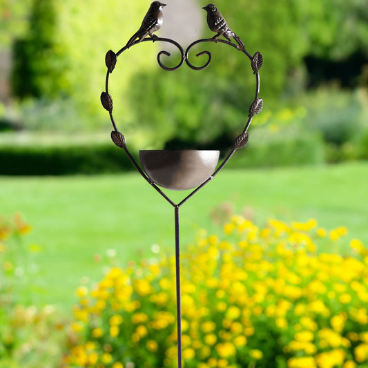 Iron Bird Bath Brown Water Feeder For Garden