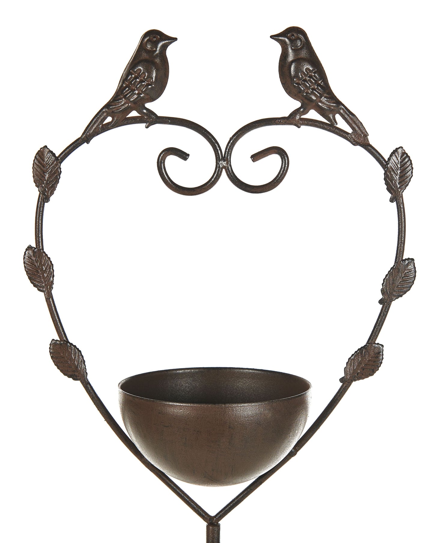 Iron Bird Bath Brown Water Feeder For Garden
