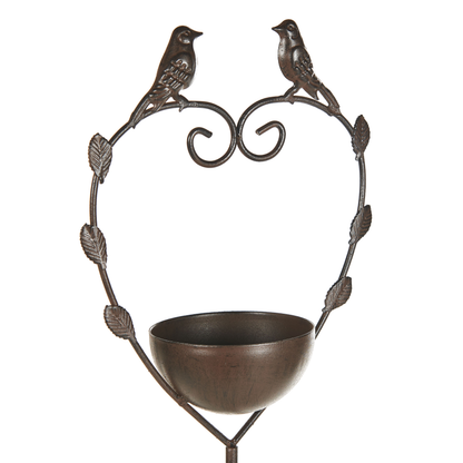 Iron Bird Bath Brown Water Feeder For Garden