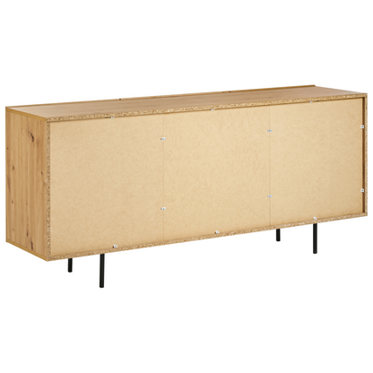 Sideboard Light Brown 2 Door 3 Drawer Cabinet Storage Unit Scandinavian Style for Living Room