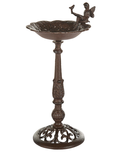 Brown Iron Bird Bath Water Feeder For Garden Outdoor Decorative Accent