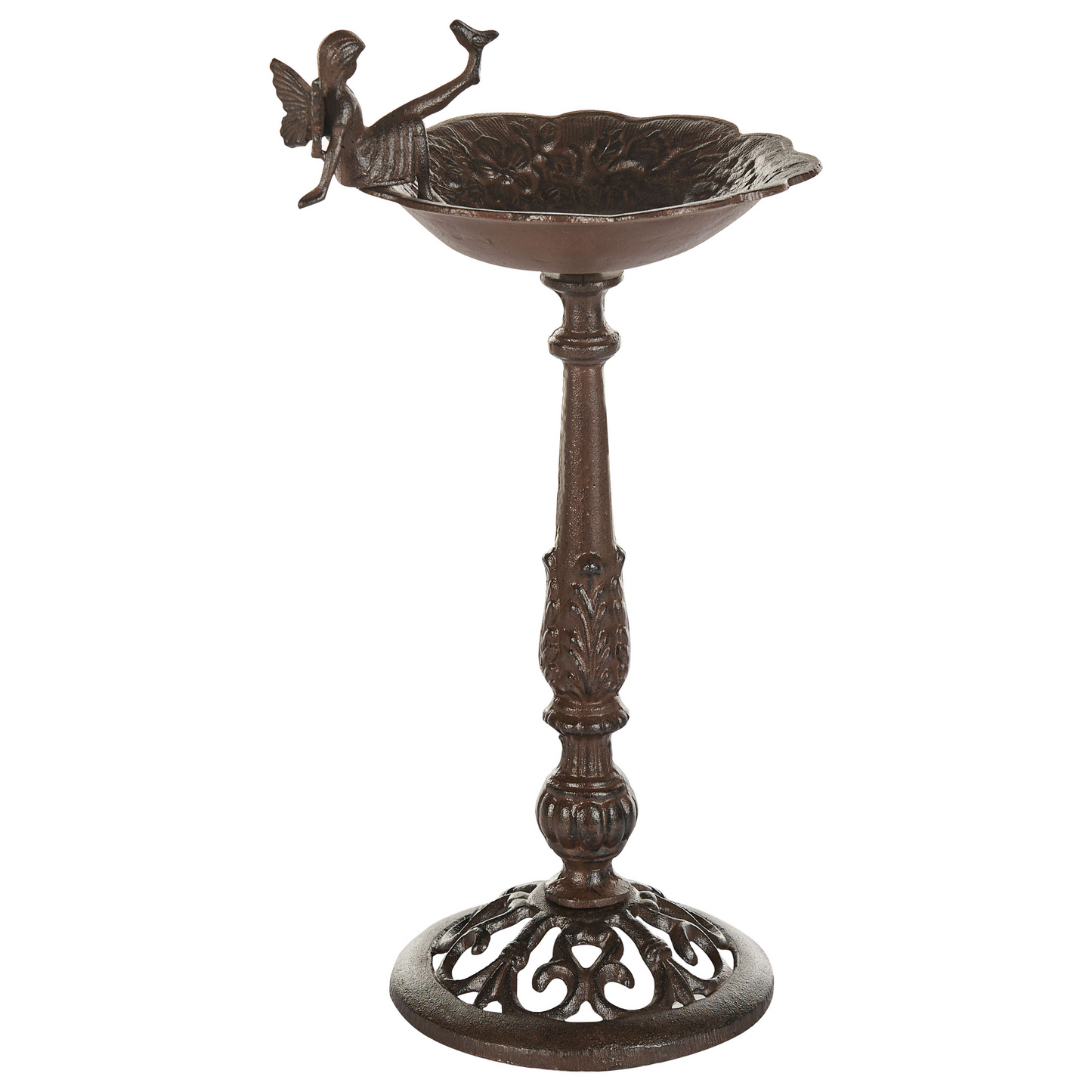 Brown Iron Bird Bath Water Feeder For Garden Outdoor Decorative Accent