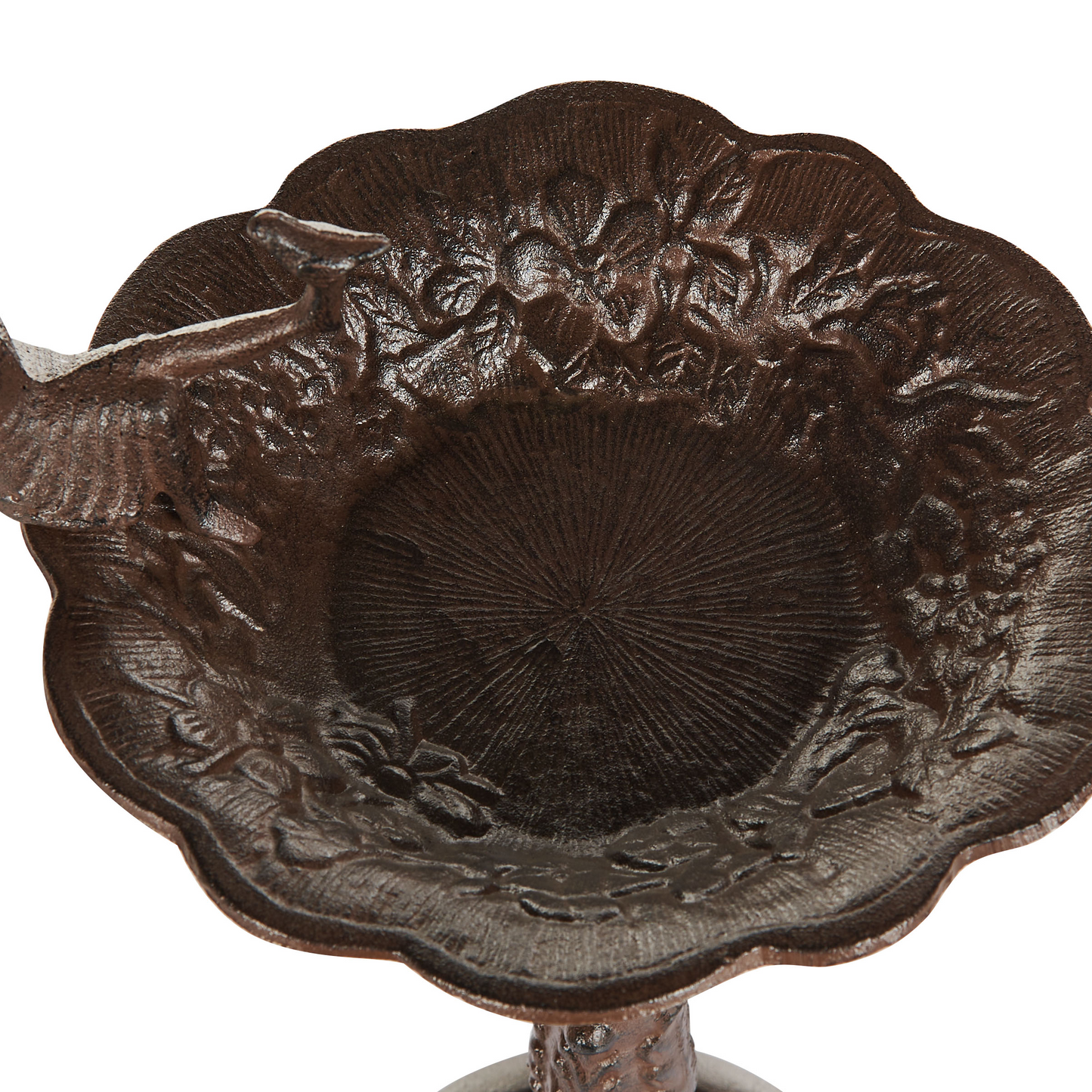 Brown Iron Bird Bath Water Feeder For Garden Outdoor Decorative Accent