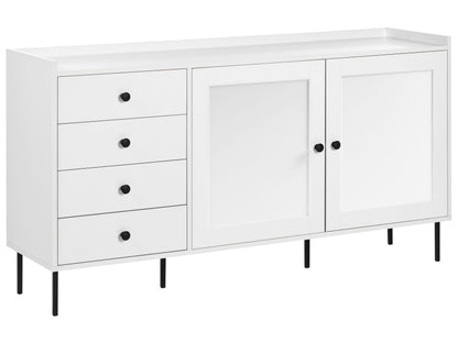 Sideboard White 2 Door 4 Drawer Cabinet Storage Unit Scandinavian Style