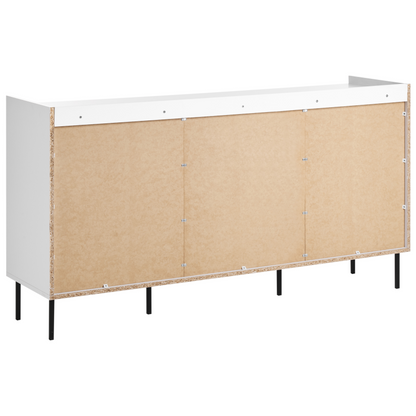 Sideboard White 2 Door 4 Drawer Cabinet Storage Unit Scandinavian Style