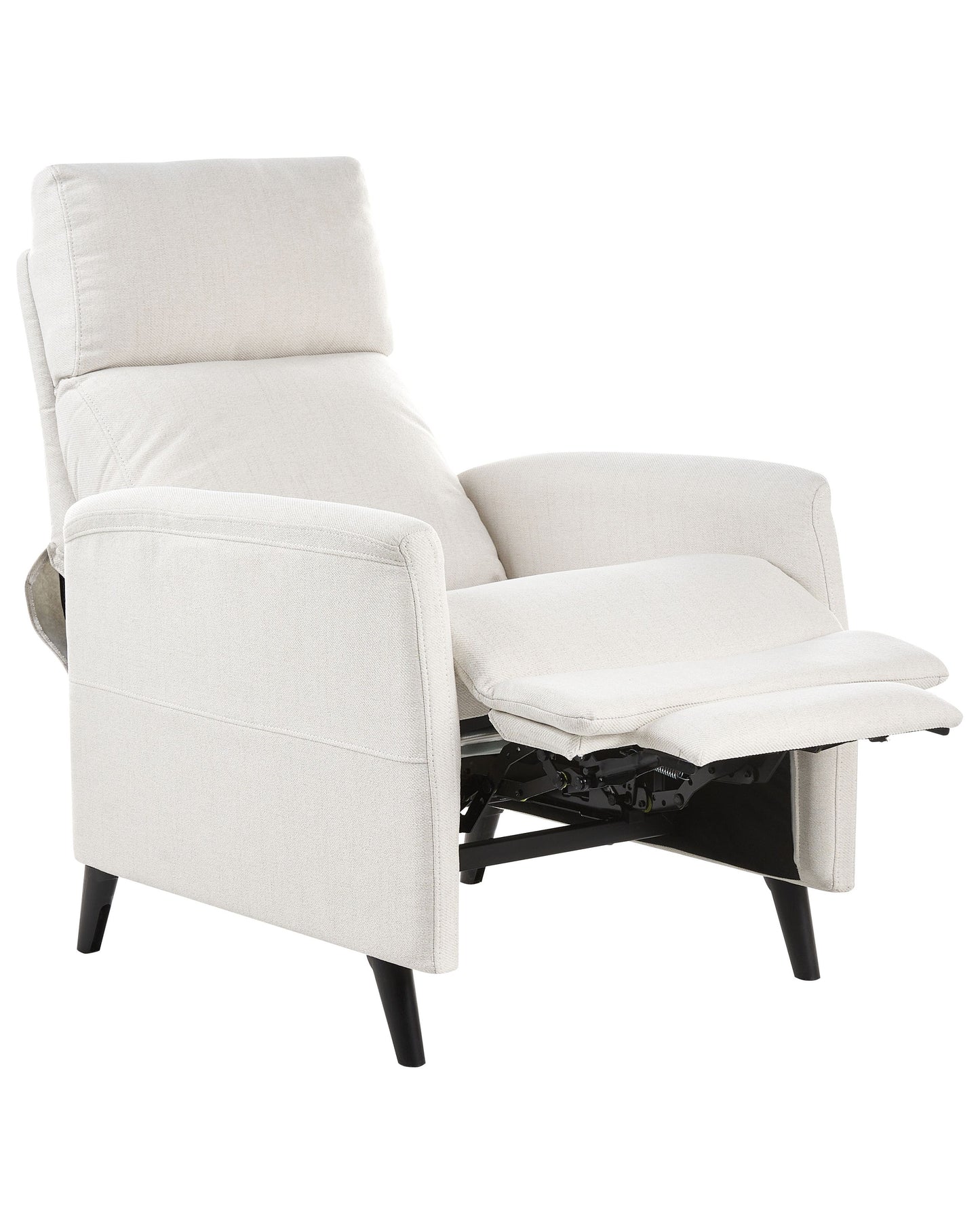 Manual Recliner Chair Off-White Fabric Footrest Push-Back
