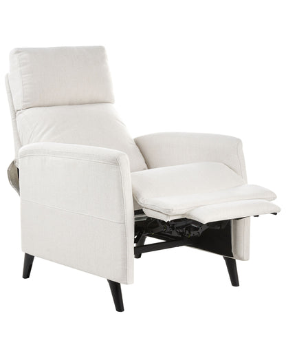 Manual Recliner Chair Off-White Fabric Footrest Push-Back