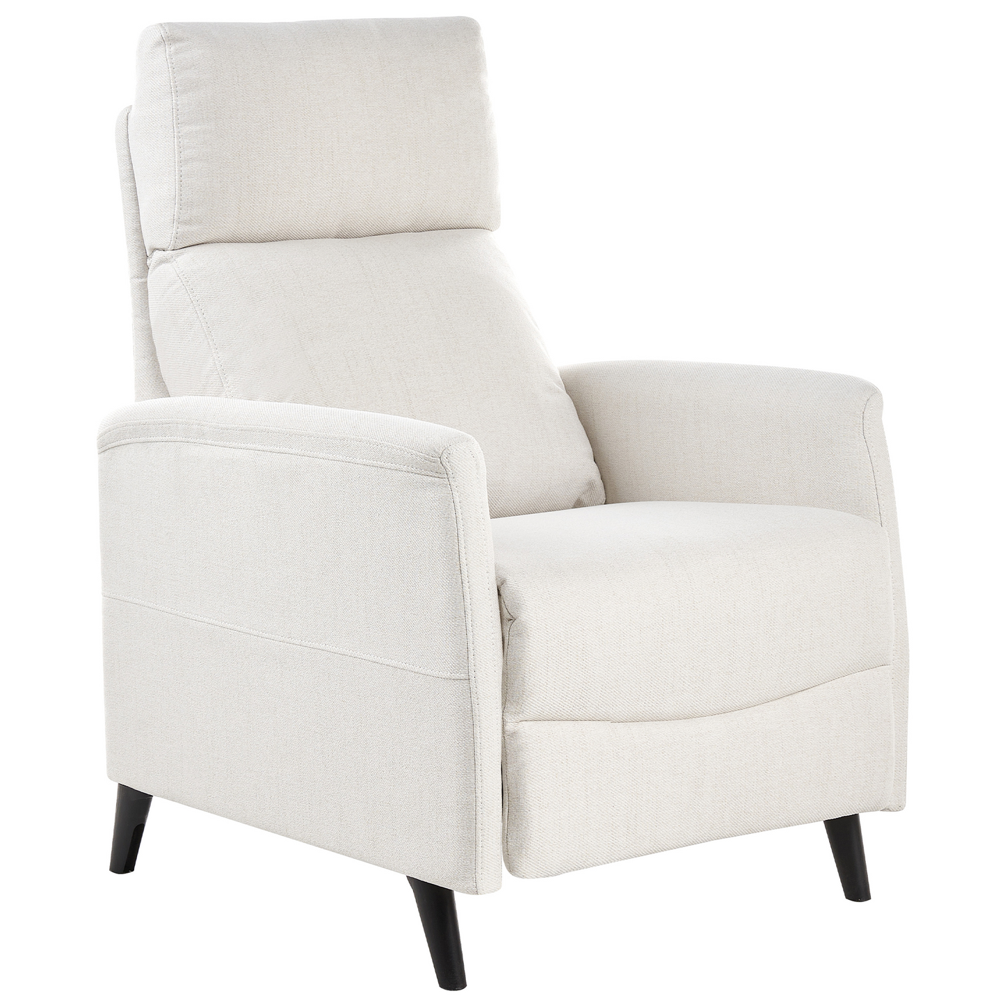 Manual Recliner Chair Off-White Fabric Footrest Push-Back