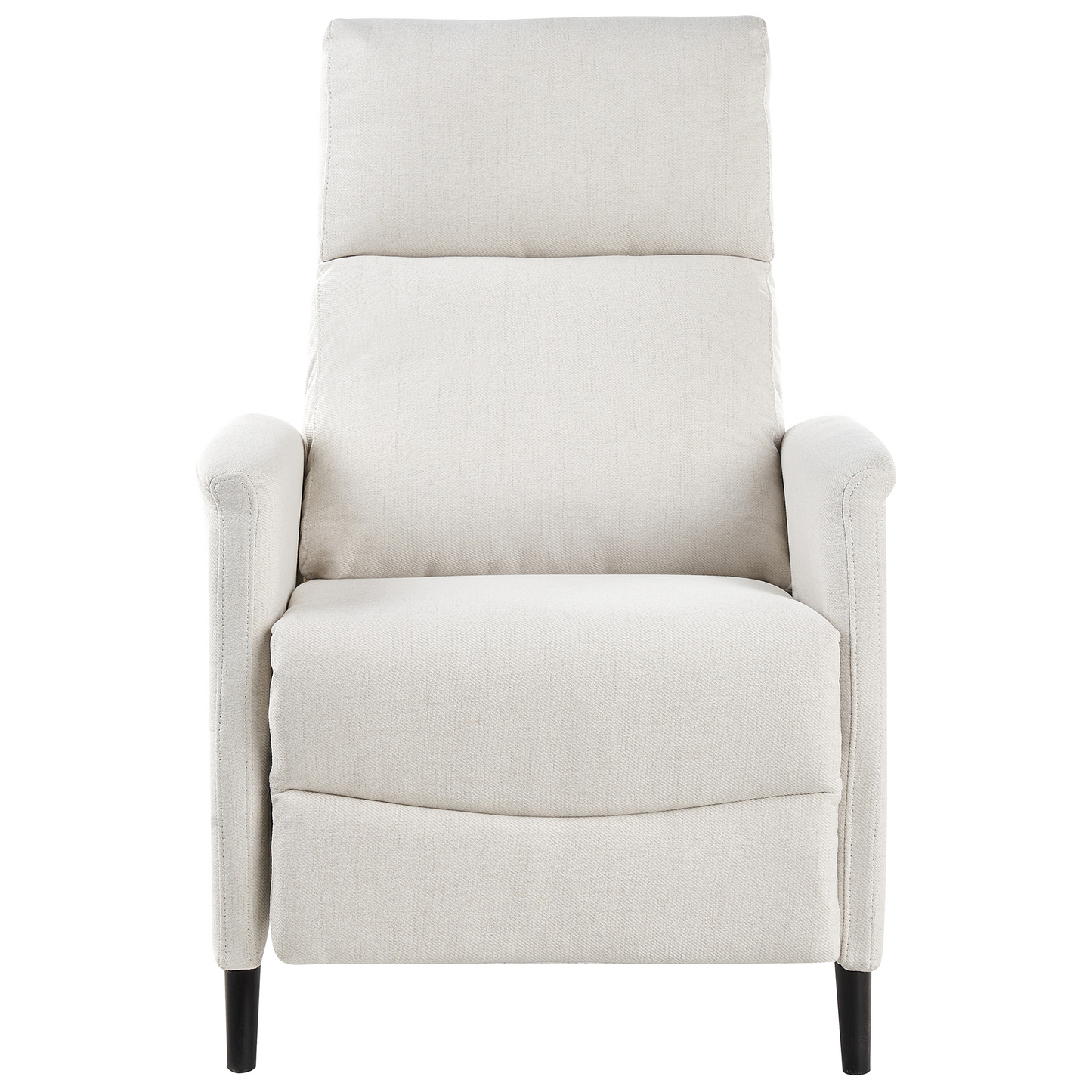 Manual Recliner Chair Off-White Fabric Footrest Push-Back