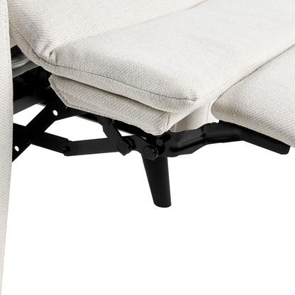 Manual Recliner Chair Off-White Fabric Footrest Push-Back