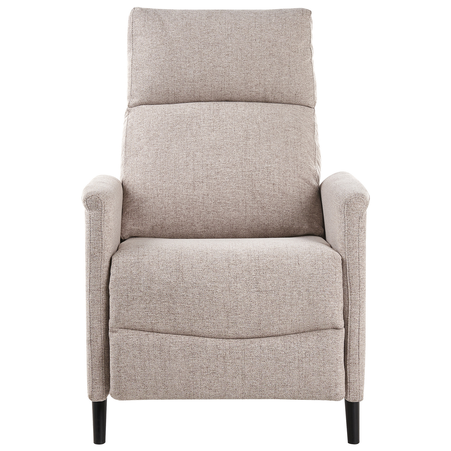 Recliner Chair Beige Fabric With Manual Push Back Three Position Recline And Footrest
