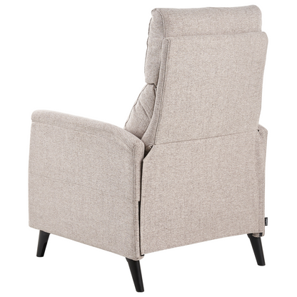 Recliner Chair Beige Fabric With Manual Push Back Three Position Recline And Footrest