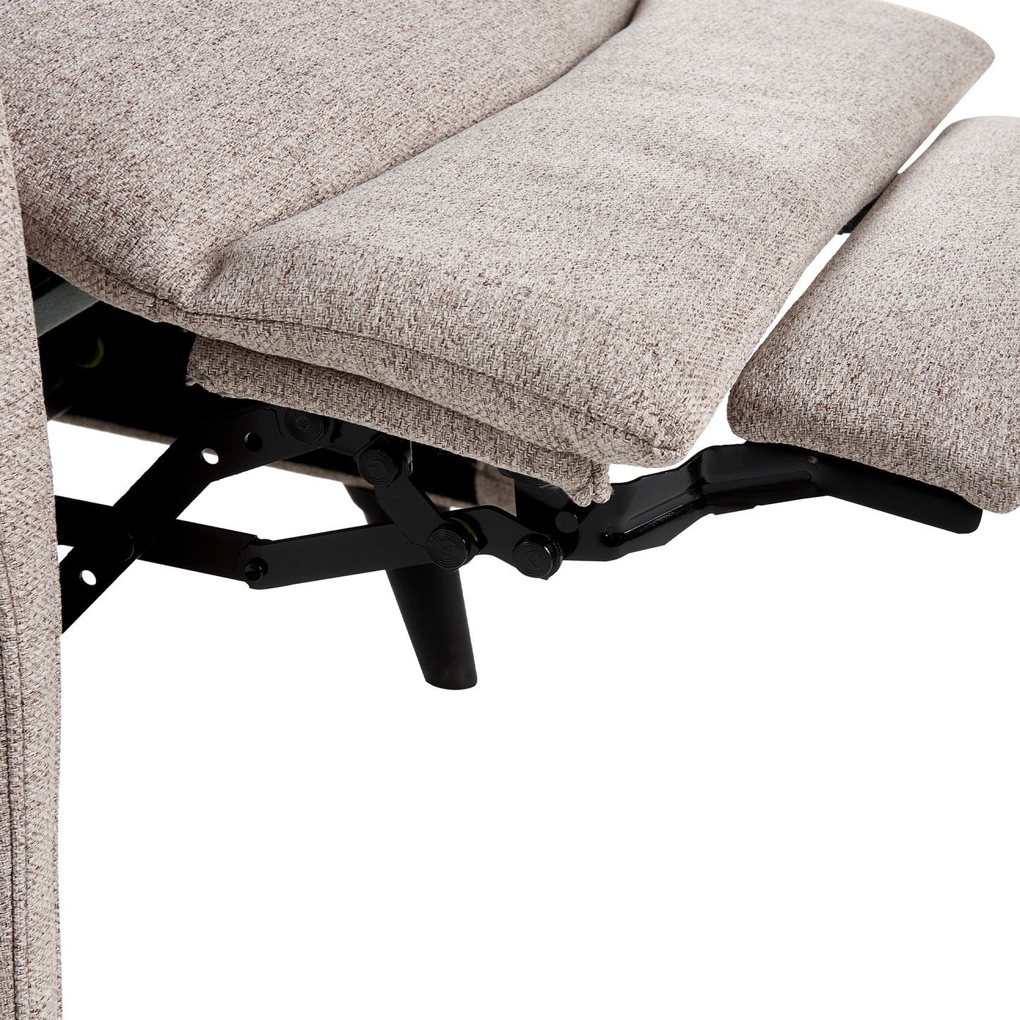 Recliner Chair Beige Fabric With Manual Push Back Three Position Recline And Footrest