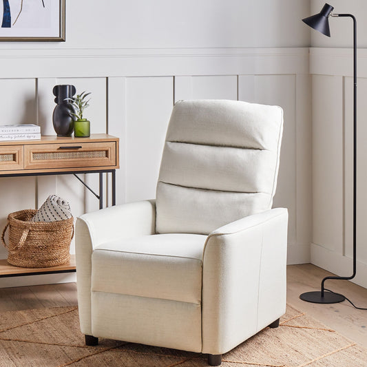 Elegance Home Manual Recliner Chair Off-White Fabric Push-Back