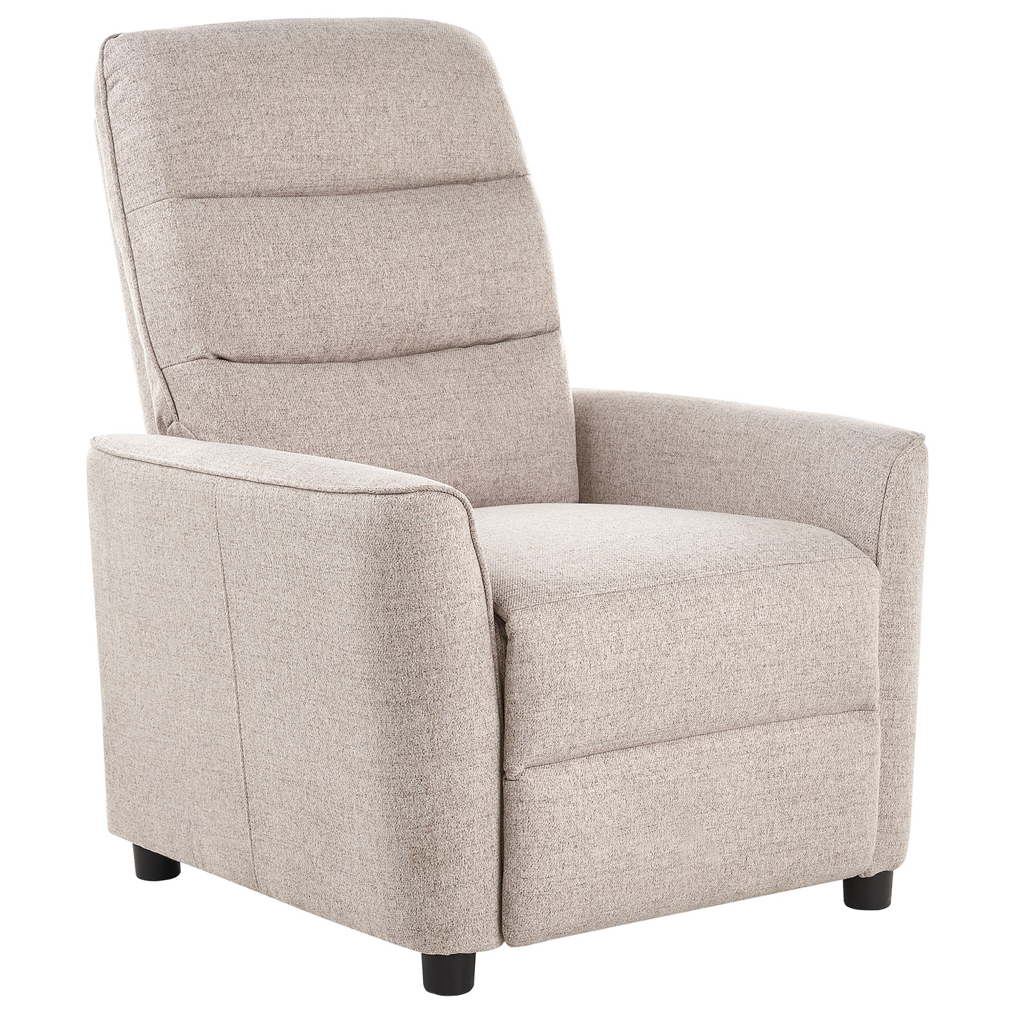 Heritage Home Recliner Chair Beige Fabric Upholstery Manual Push Back With Footrest Retro Armchair