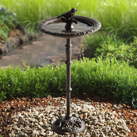 Bird Bath Iron Brown Garden Feeder Handmade Vintage Style