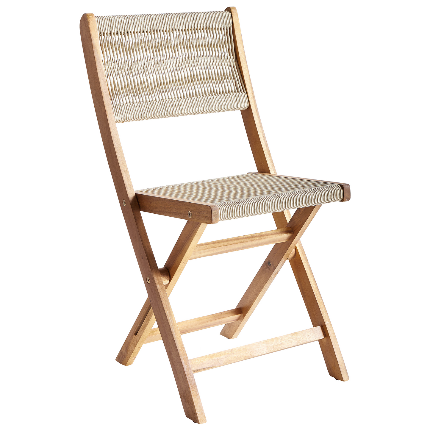 3 Piece Bistro Set Beige Acacia Wood Folding Slatted Design Scandinavian Modern Outdoor