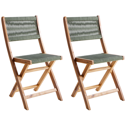 Acacia Wood 3 Piece Folding Bistro Set Green Slatted Design Scandinavian Modern