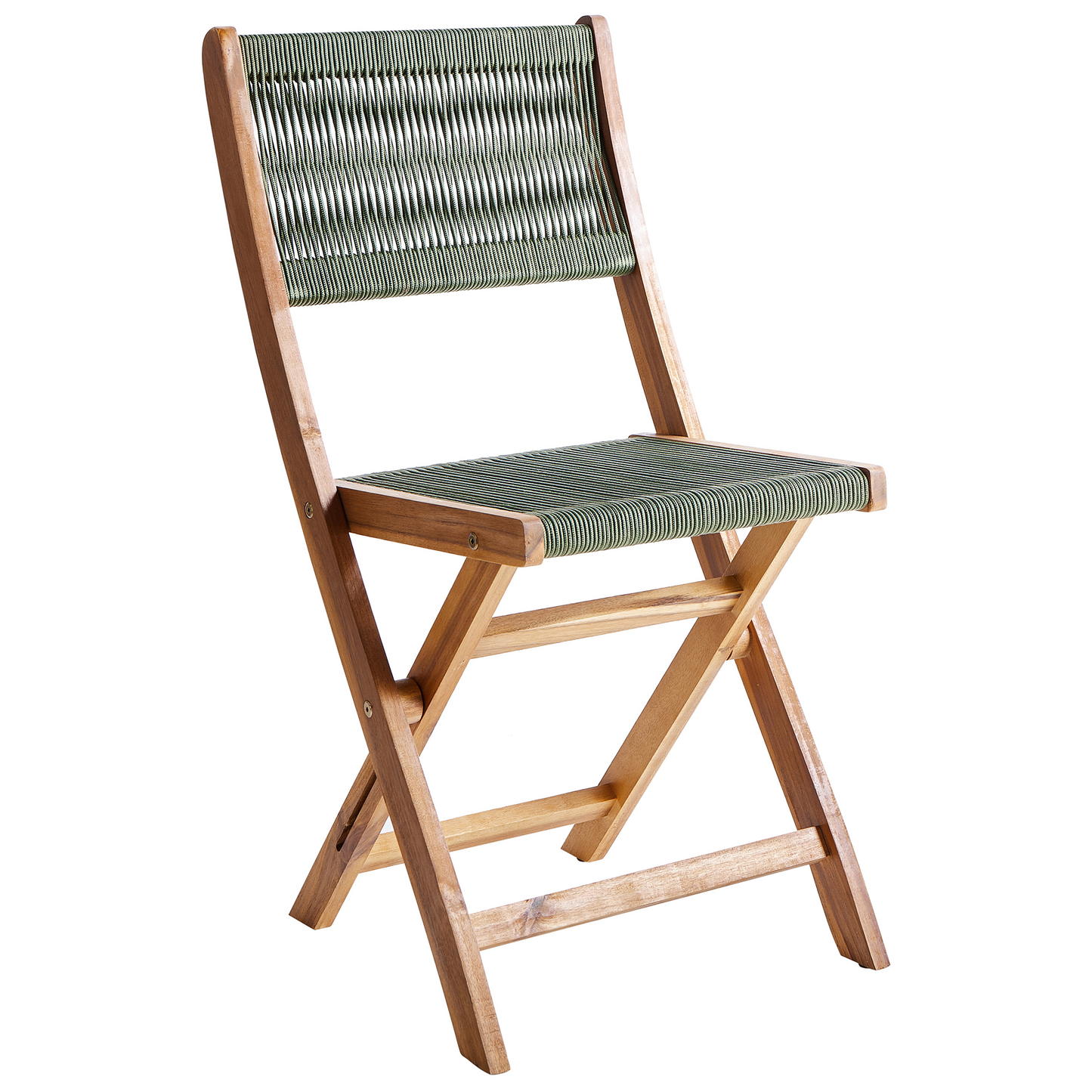 Acacia Wood 3 Piece Folding Bistro Set Green Slatted Design Scandinavian Modern