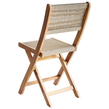 Beige Acacia Wood Garden Dining Set 120 x 60cm With Foldable Table And 4 Chairs