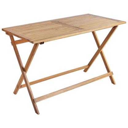 Beige Acacia Wood Garden Dining Set 120 x 60cm With Foldable Table And 4 Chairs