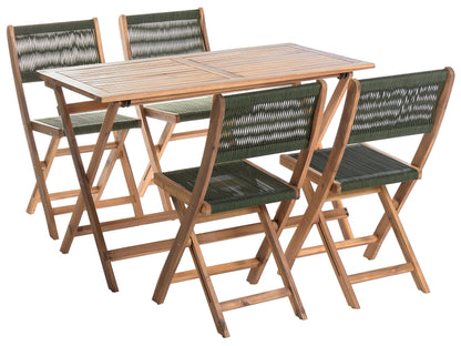 Garden Dining Set Green Acacia Wood Table 120 x 60cm 4 Chairs