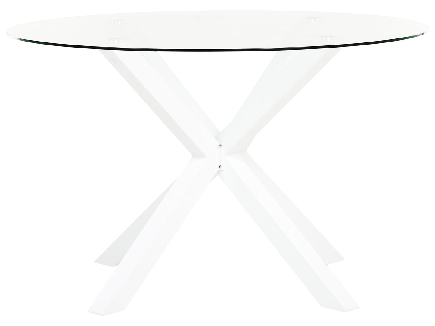 Garden Dining Table White Aluminium Legs Round Glass Top 120cm Outdoor Modern