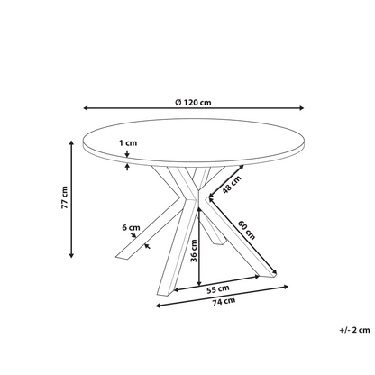 Garden Dining Table White Aluminium Legs Round Glass Top 120cm Outdoor Modern