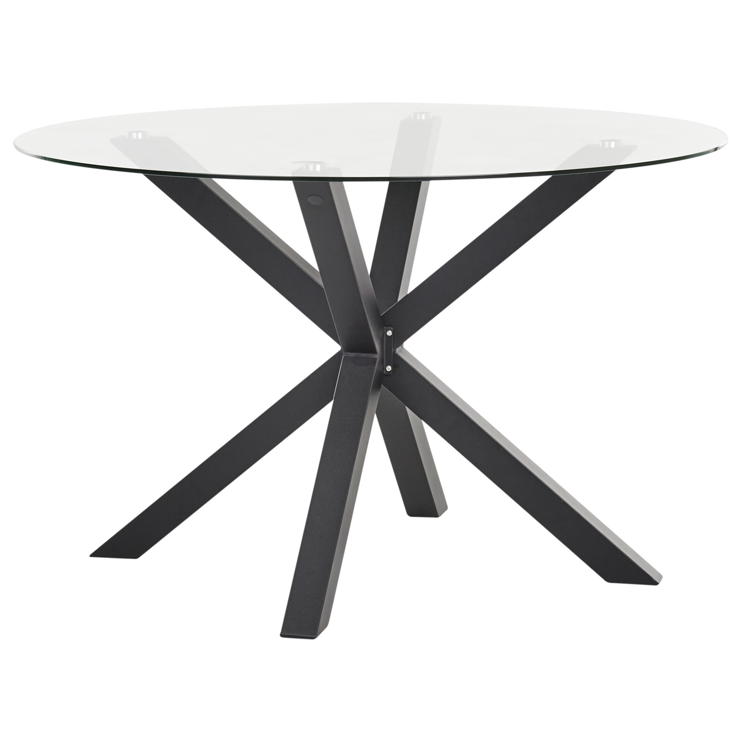 Round Garden Table 120cm Black Aluminium Legs Glass Top