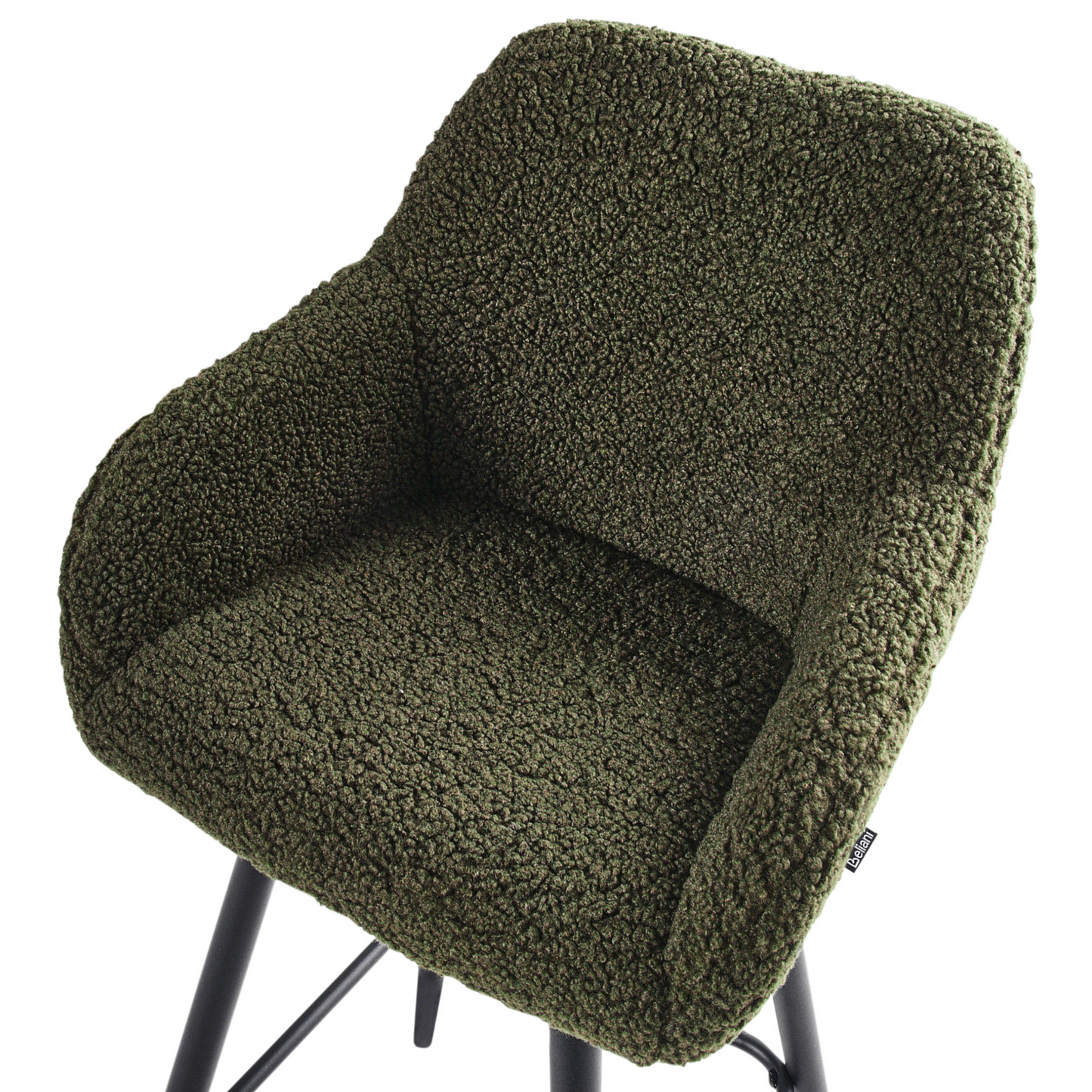 Boucle Bar Stool Set Of 2 Dark Green With Arms Backrest