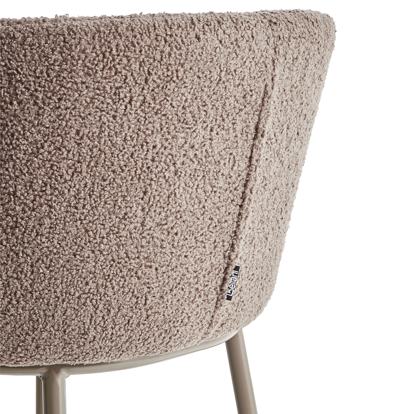 Set of 2 Bar Chairs Brown Boucle Armless With Black Legs