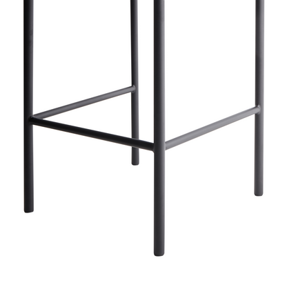 Taupe Bar Chairs Set of 2 With Roll Backrest Black Metal Legs Armless Modern Dining Stools