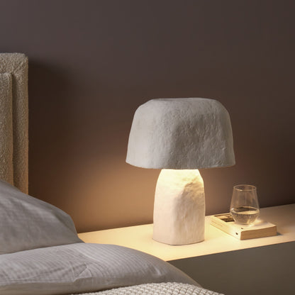 White Paper M?ch? Clay Handcrafted Bedside Table Lamp With Natural Charm