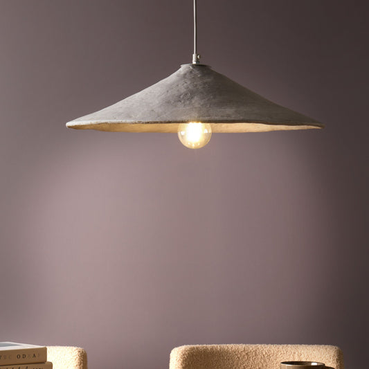 White Paper Mache Pendant Lamp Handmade Shade Organic