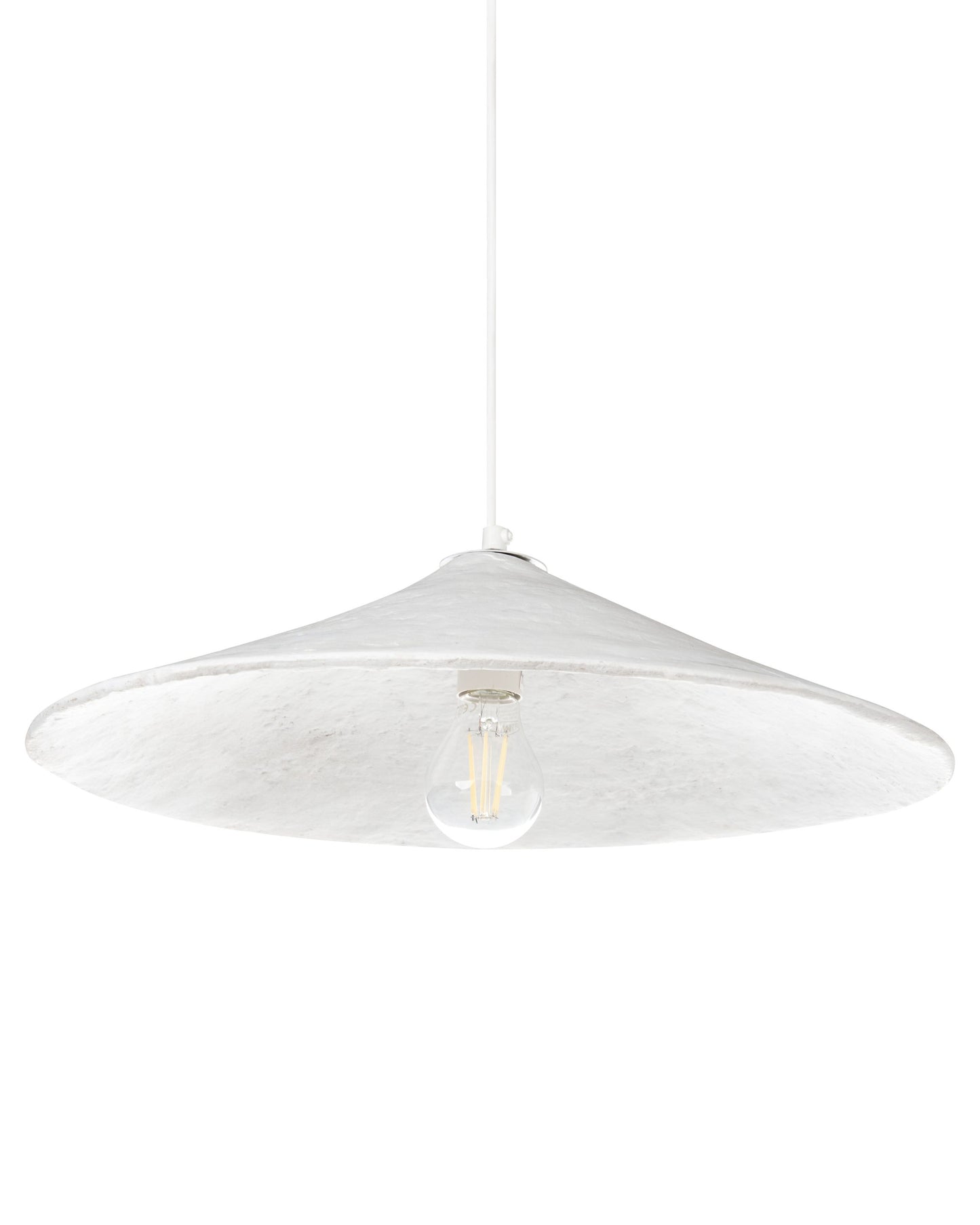 White Paper Mache Pendant Lamp Handmade Shade Organic
