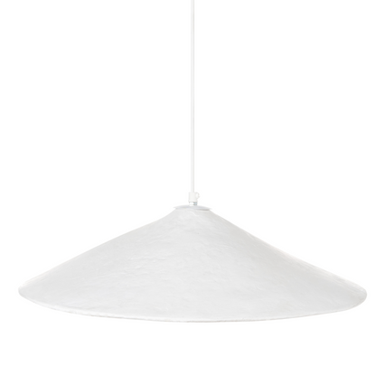 White Paper Mache Pendant Lamp Handmade Shade Organic