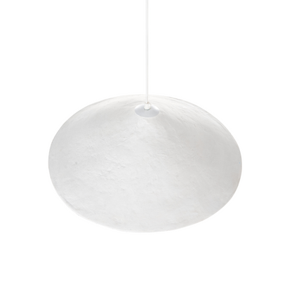 White Paper Mache Pendant Lamp Handmade Shade Organic