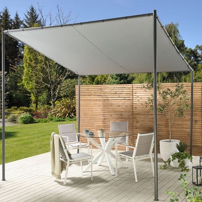 Outsunny Pergola Grey Polyester Steel 282 X 294cm Garden Pavilion