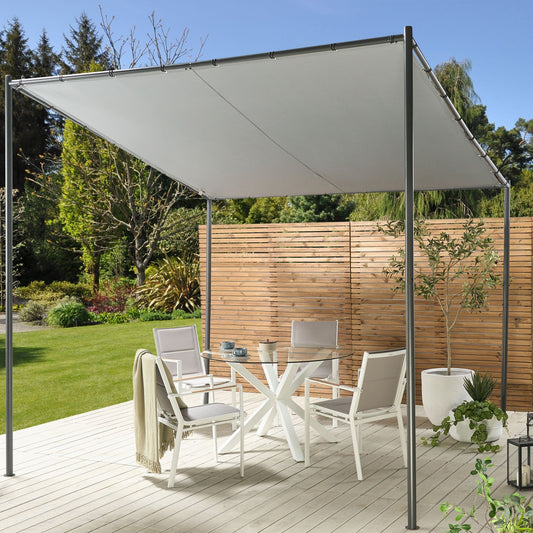 Outsunny Pergola Grey Polyester Steel 282 X 294cm Garden Pavilion